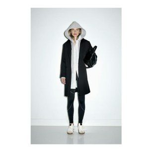 ZARA CONTRASTING COAT WITH REMOVABLE HOOD